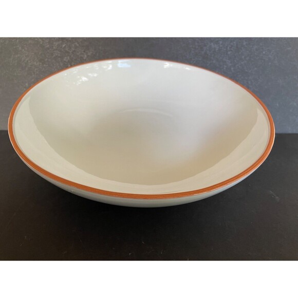 Val Do Sol Large White Serving Bowl 11.5" Terra Cotta Rim Handmade Portugal - Picture 2 of 7